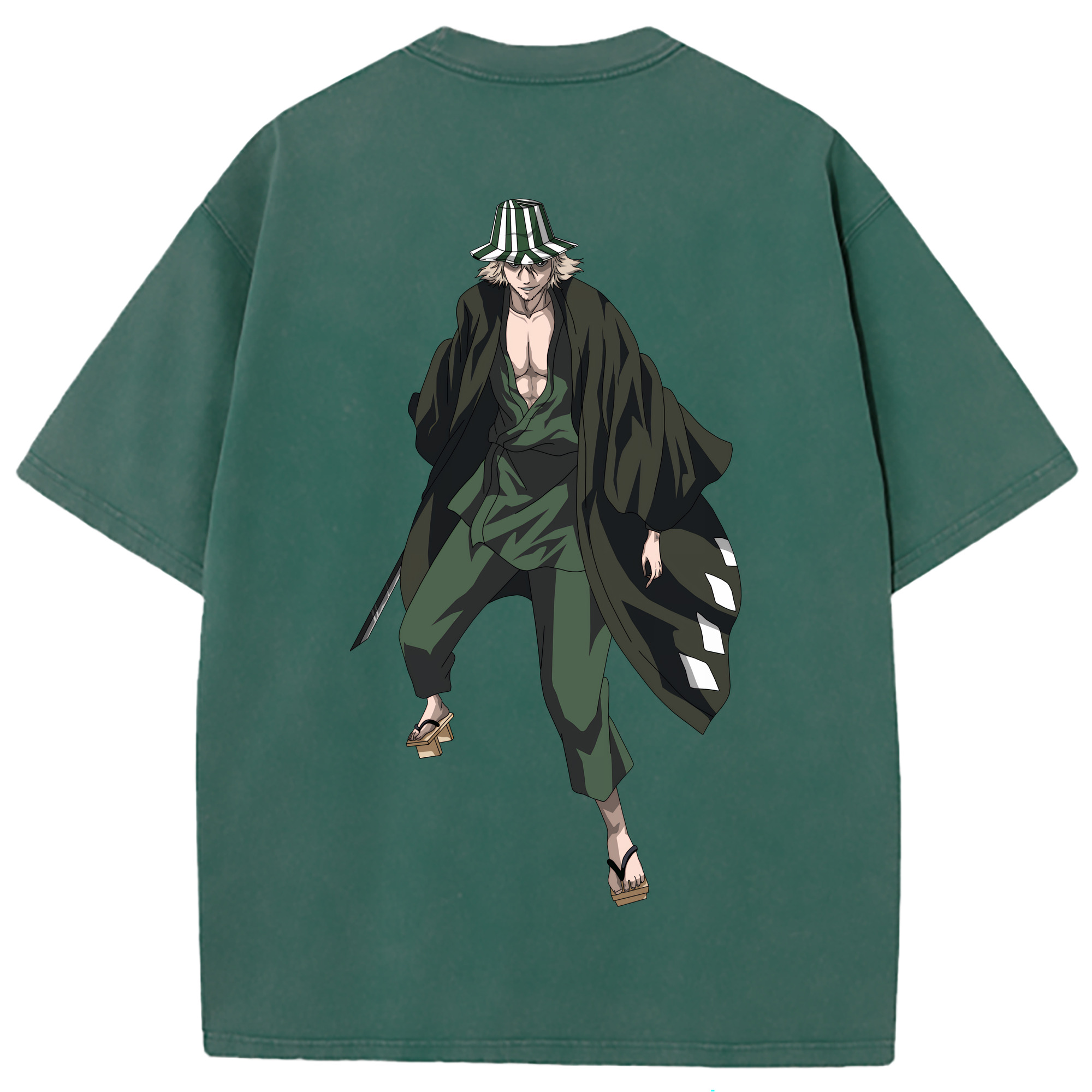 （画像用） "ブリーチ 浦原 喜助（うらはら きすけ） BLEACH Urahara Kisuke " 綿100% ヴィンテージ風 半袖Tシャツ（背面プリント）